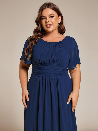 ever EDEN|Flowy Chiffon Round Neckline A-Line Knee Length Bridesmaid Dress