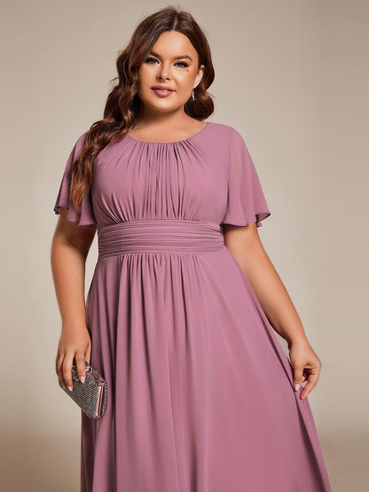 ever EDEN|Flowy Chiffon Round Neckline A-Line Knee Length Wedding Guest Dress