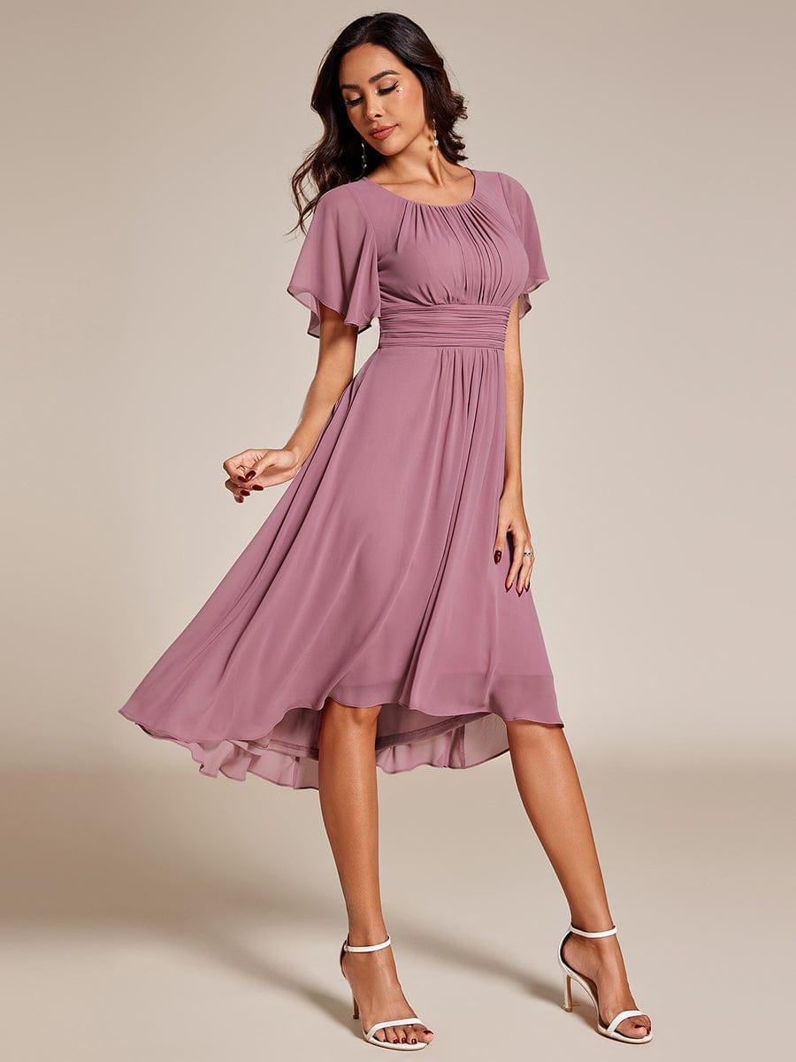 ever EDEN|Flowy Chiffon Round Neckline A-Line Knee Length Bridesmaid Dress