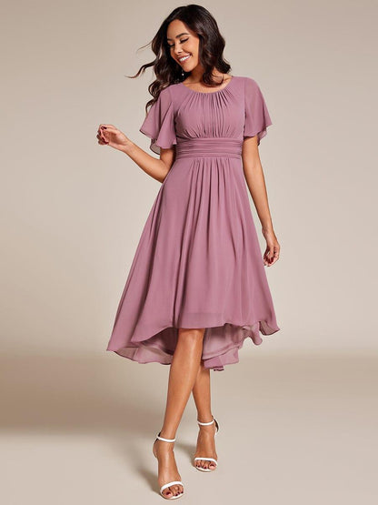 ever EDEN|Flowy Chiffon Round Neckline A-Line Knee Length Bridesmaid Dress