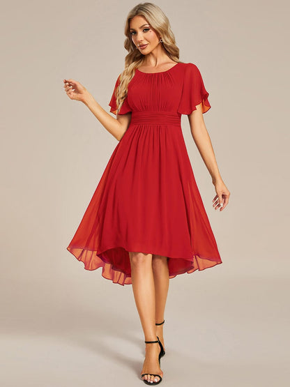 ever EDEN|Flowy Chiffon Round Neckline A-Line Knee Length Bridesmaid Dress