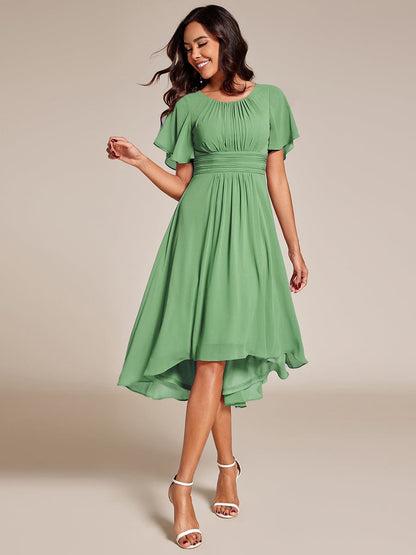 ever EDEN|Flowy Chiffon Round Neckline A-Line Knee Length Bridesmaid Dress