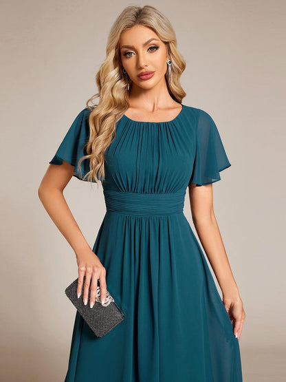 ever EDEN|Flowy Chiffon Round Neckline A-Line Knee Length Bridesmaid Dress