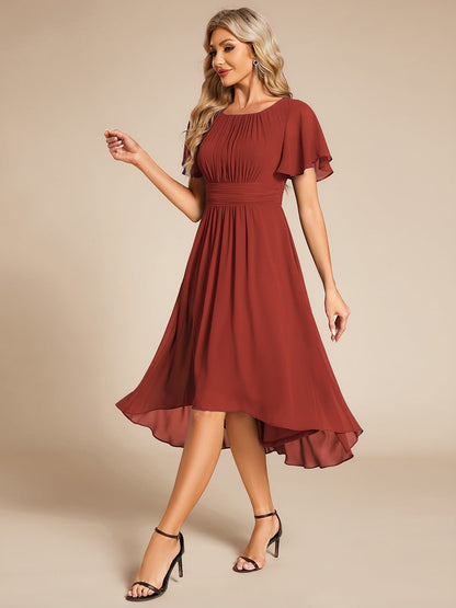 ever EDEN|Chic A-Line Pleated Knee-Length Flowy Chiffon Wedding Guest Dress
