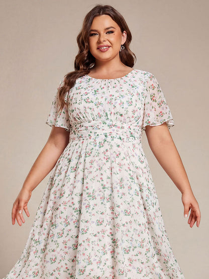 ever EDEN|Chic A-Line Pleated Knee-Length Flowy Chiffon Wedding Guest Dress