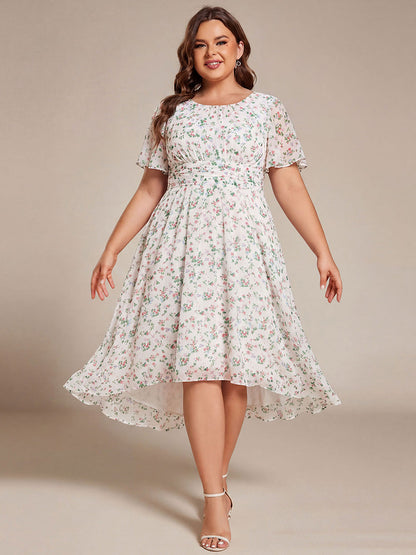 ever EDEN|Chic A-Line Pleated Knee-Length Flowy Chiffon Wedding Guest Dress