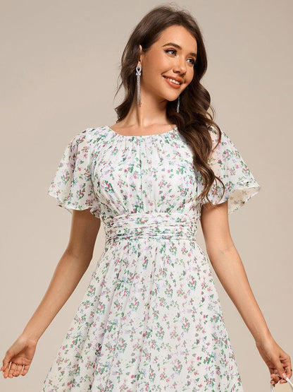 ever EDEN|Flowy Chiffon Round Neckline A-Line Knee Length Bridesmaid Dress