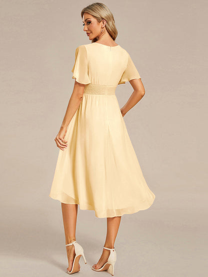 ever EDEN|Flowy Chiffon Round Neckline A-Line Knee Length Bridesmaid Dress