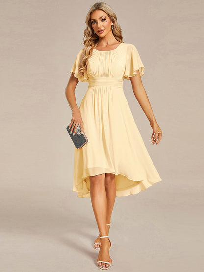 ever EDEN|Flowy Chiffon Round Neckline A-Line Knee Length Bridesmaid Dress