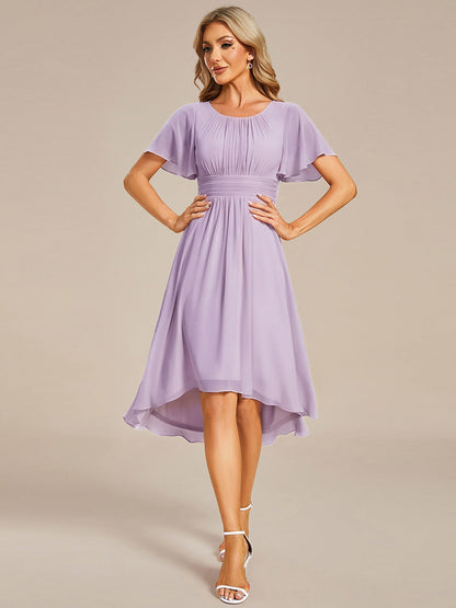 ever EDEN|Flowy Chiffon Round Neckline A-Line Knee Length Wedding Guest Dress