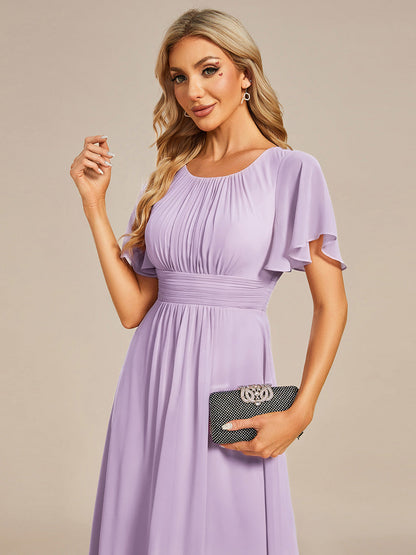 ever EDEN|Flowy Chiffon Round Neckline A-Line Knee Length Wedding Guest Dress