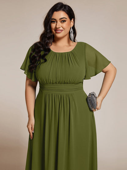 ever EDEN|Flowy Chiffon Round Neckline A-Line Knee Length Wedding Guest Dress