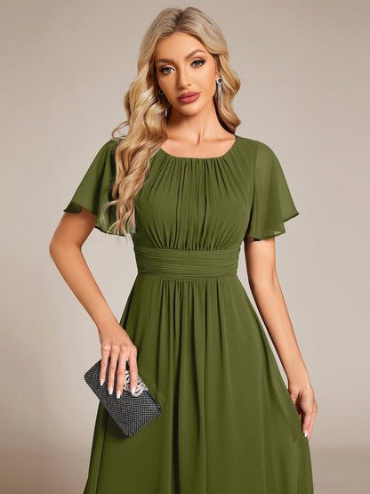ever EDEN|Flowy Chiffon Round Neckline A-Line Knee Length Wedding Guest Dress