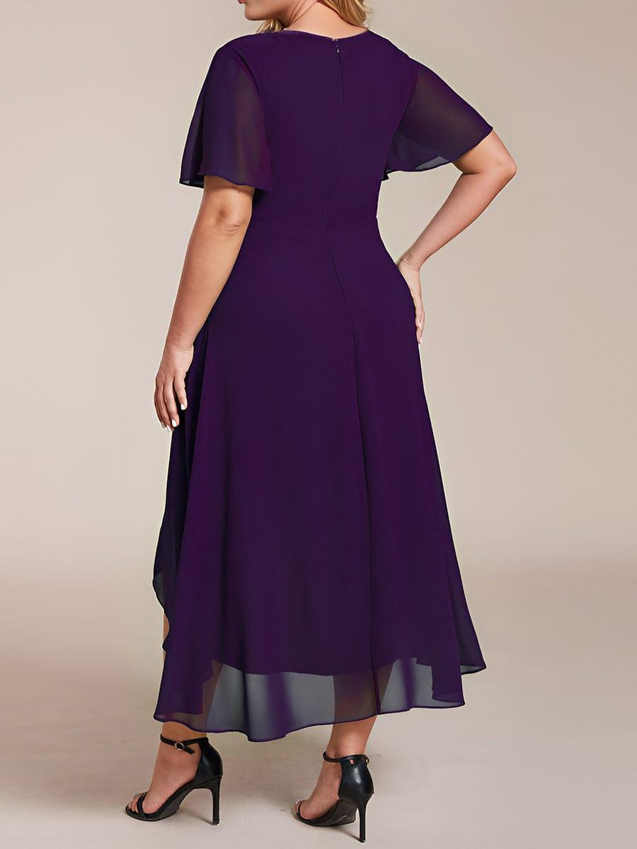 ever LARK|Pleated Chiffon Ruffles Sleeve Midi Bridesmaid Dress
