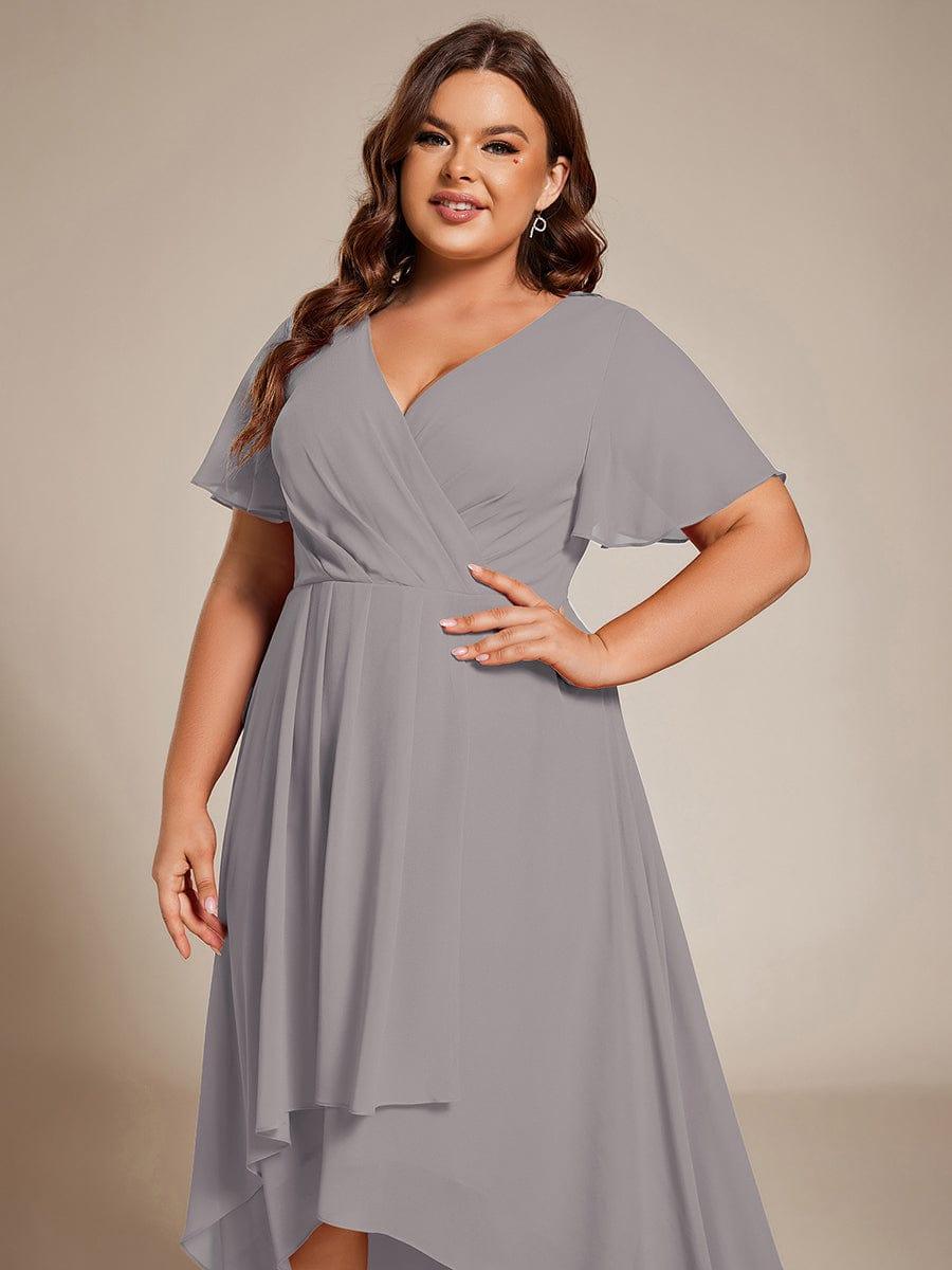 ever LARK|Pleated Chiffon Ruffles Sleeve Midi Bridesmaid Dress