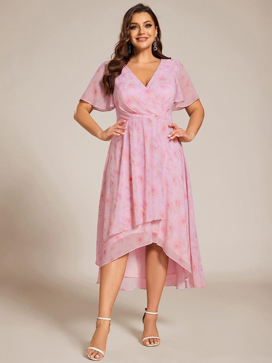 ever LARK|Pleated Chiffon Ruffles Sleeve Midi Bridesmaid Dress