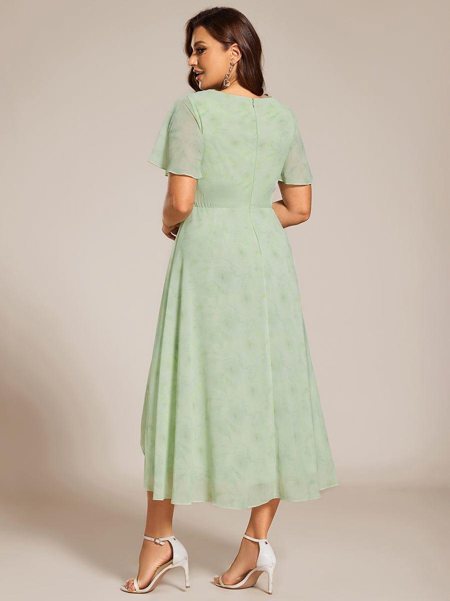 ever LARK|Pleated Chiffon Ruffles Sleeve Midi Bridesmaid Dress