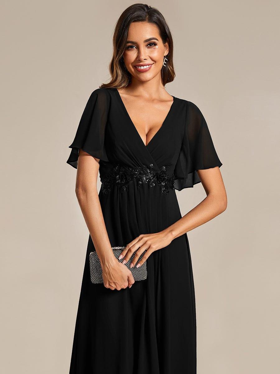 ever DAHLIA|Short Sleeve V Neck Knee Length Mother of the Bride Dress