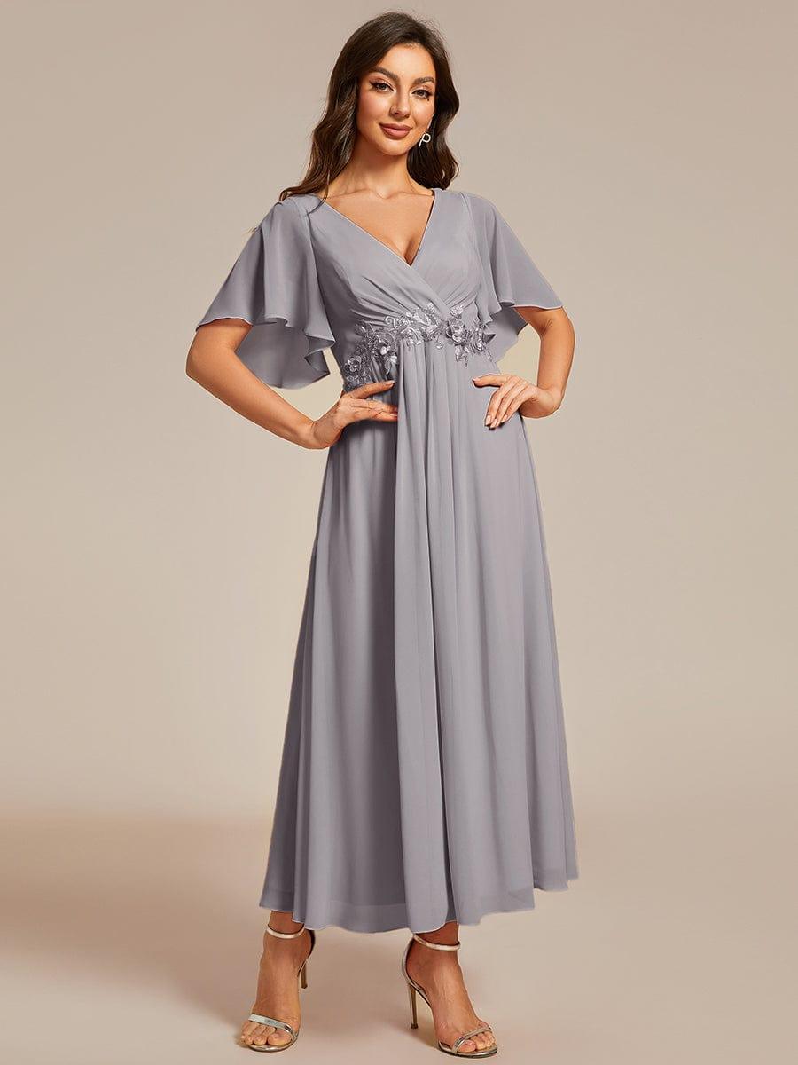 ever DAHLIA|Short Sleeve V Neck Knee Length Mother of the Bride Dress