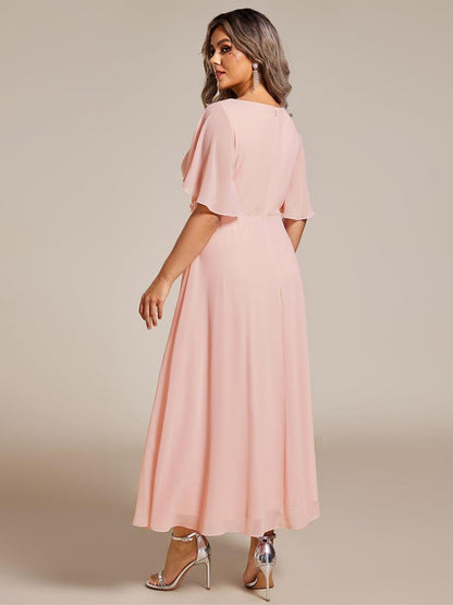 ever DAHLIA|Short Sleeve V Neck Knee Length Mother of the Bride Dress
