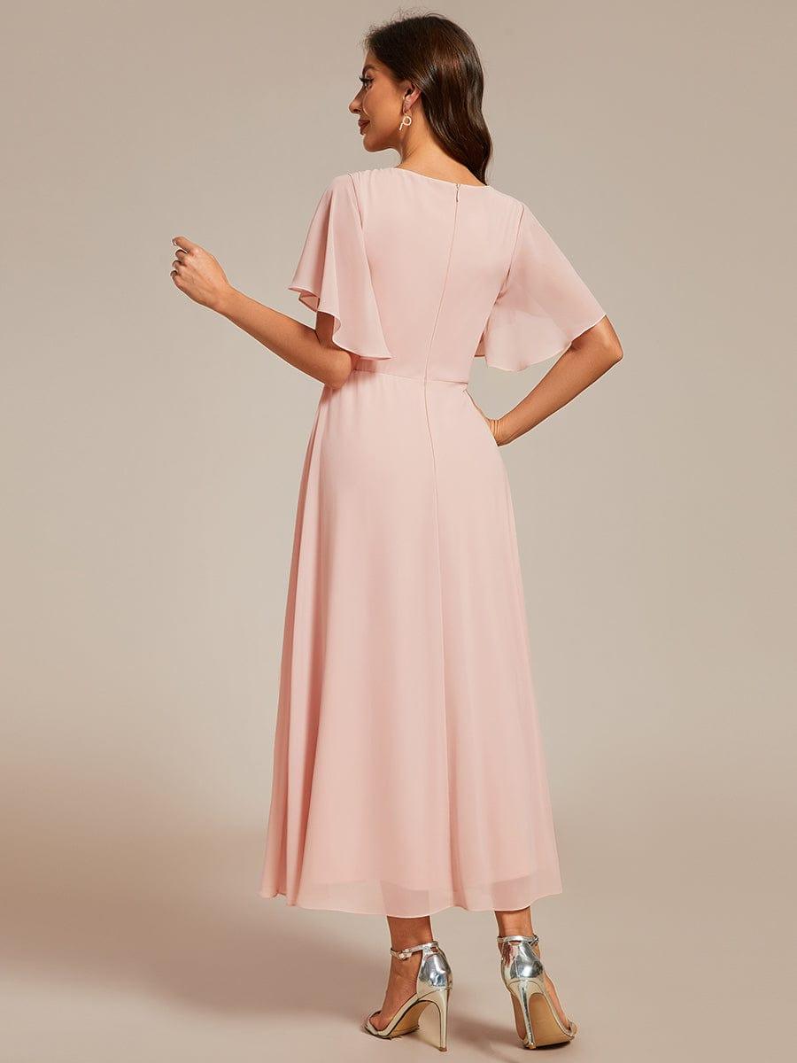 ever DAHLIA|Short Sleeve V Neck Knee Length Mother of the Bride Dress