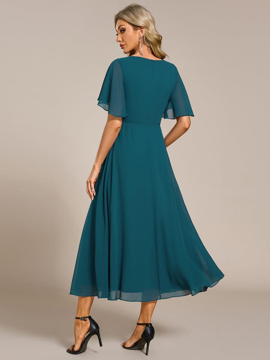 ever DAHLIA|Short Sleeve V Neck Knee Length Mother of the Bride Dress