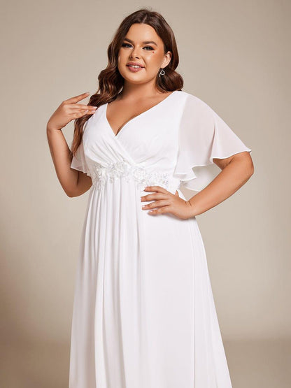 ever DAHLIA|Short Sleeve V Neck Knee Length Mother of the Bride Dress
