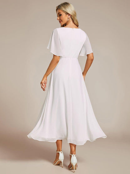 ever DAHLIA|Short Sleeve V Neck Knee Length Mother of the Bride Dress