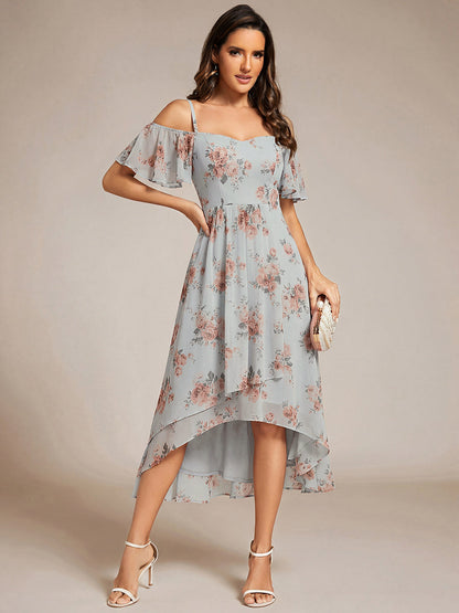 ever JORDANE|Spaghetti Strap Cold Shoulder Chiffon A-Line Midi Wedding Guest Dress