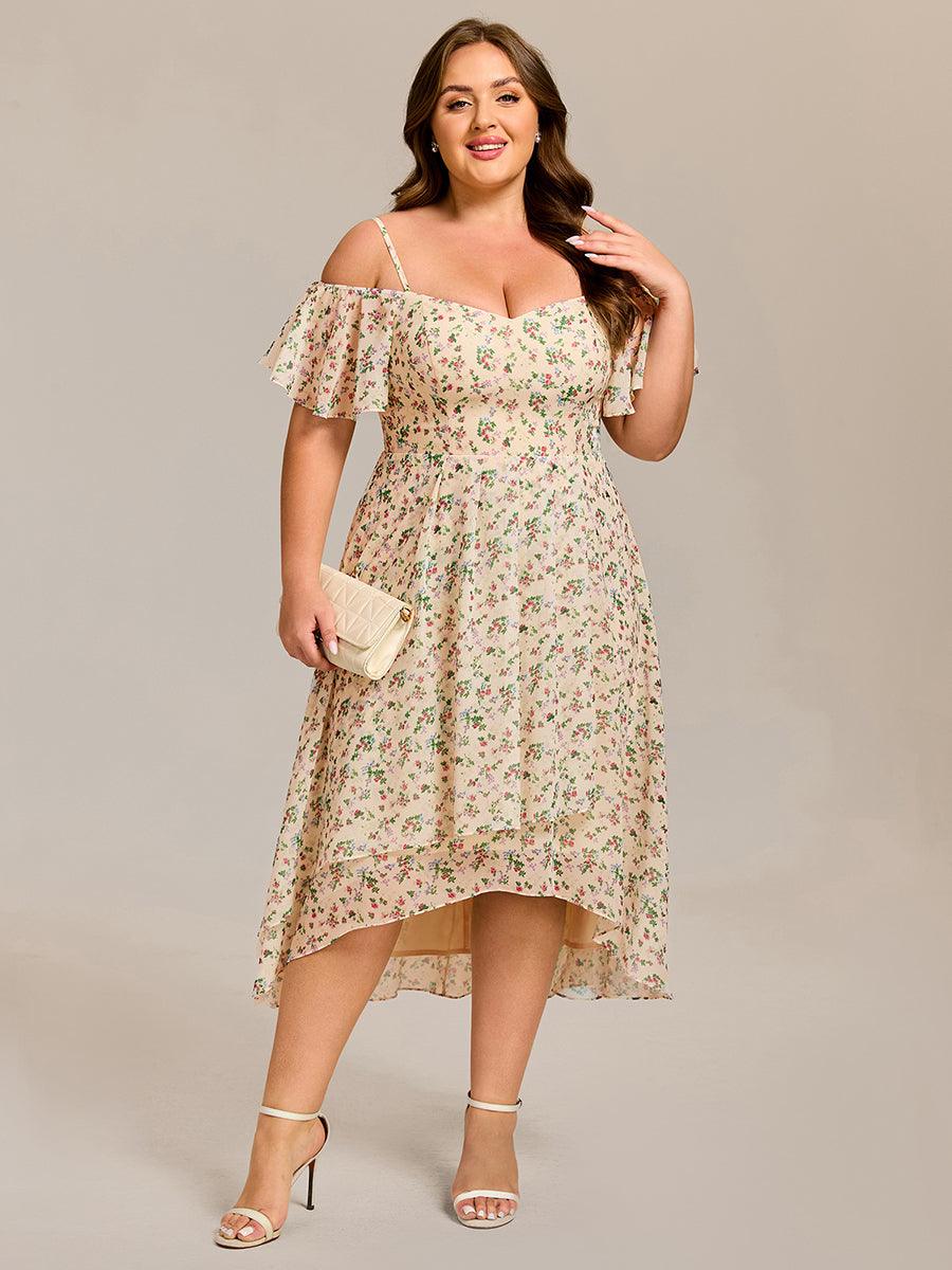 ever JORDANE|Spaghetti Strap Cold Shoulder Chiffon A-Line Midi Bridesmaid Dress