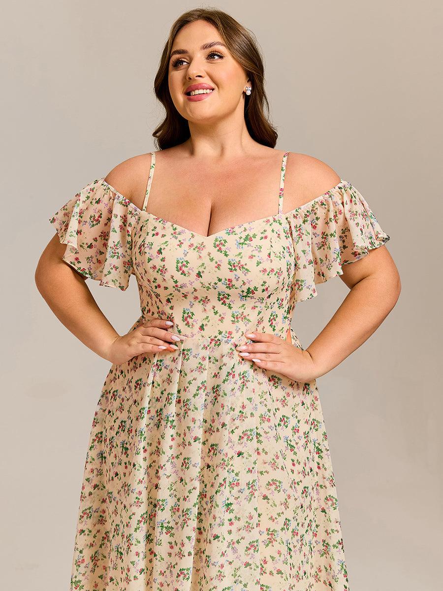 ever JORDANE|Spaghetti Strap Cold Shoulder Chiffon A-Line Midi Bridesmaid Dress