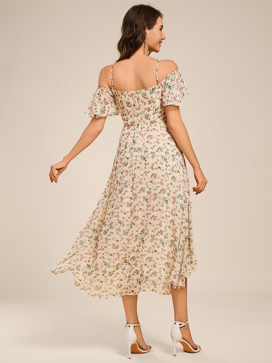 ever JORDANE|Spaghetti Strap Cold Shoulder Chiffon A-Line Midi Bridesmaid Dress
