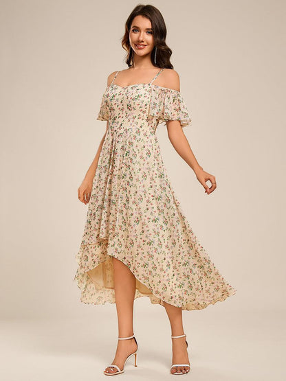 ever JORDANE|Spaghetti Strap Cold Shoulder Chiffon A-Line Midi Bridesmaid Dress