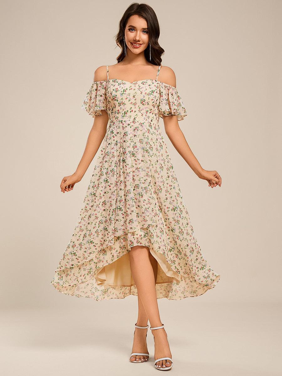 ever JORDANE|Spaghetti Strap Cold Shoulder Chiffon A-Line Midi Bridesmaid Dress