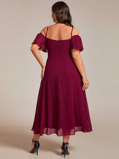 ever JORDANE|Spaghetti Strap Cold Shoulder Chiffon A-Line Midi Bridesmaid Dress