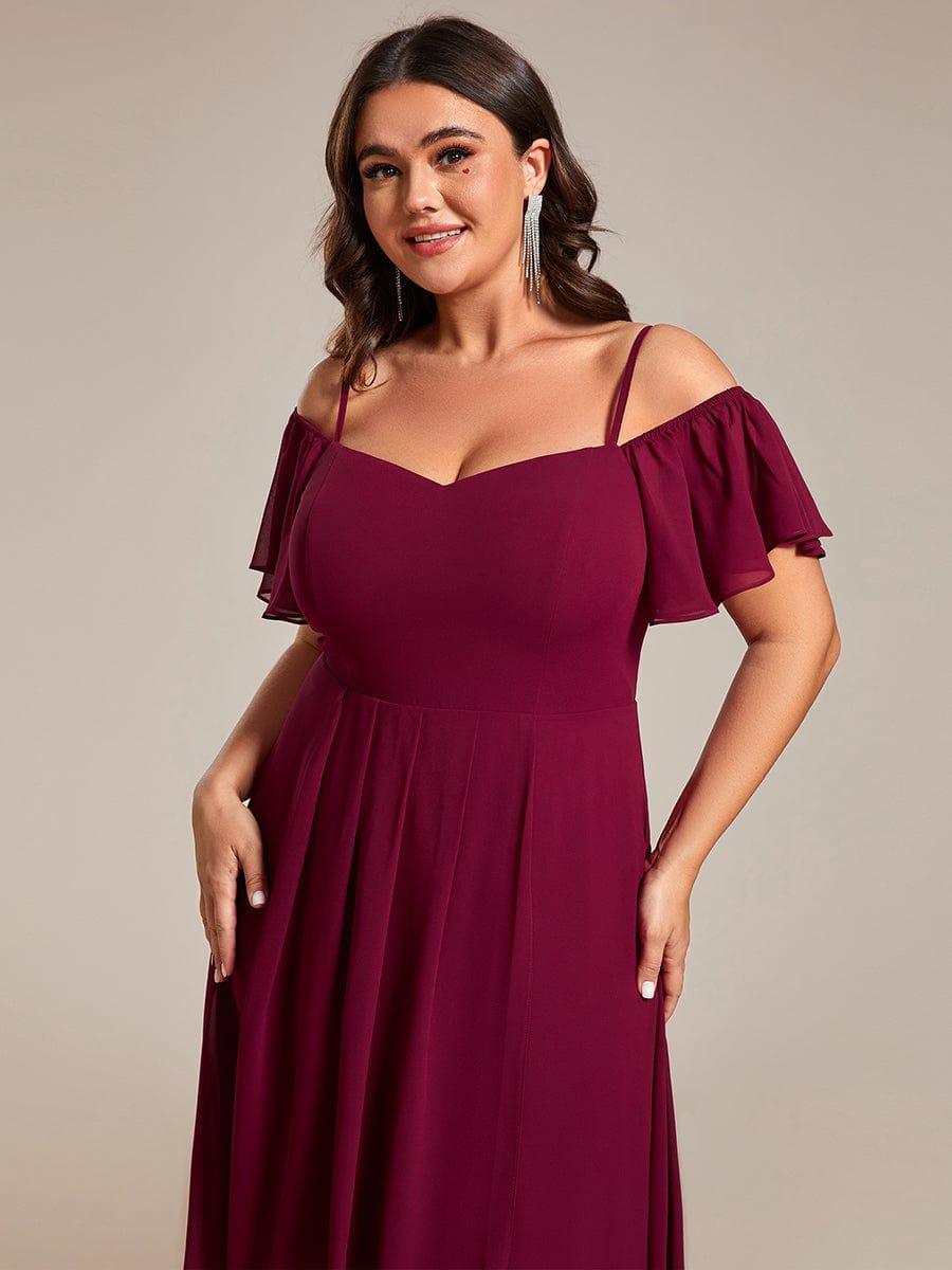 ever JORDANE|Spaghetti Strap Cold Shoulder Chiffon A-Line Midi Bridesmaid Dress
