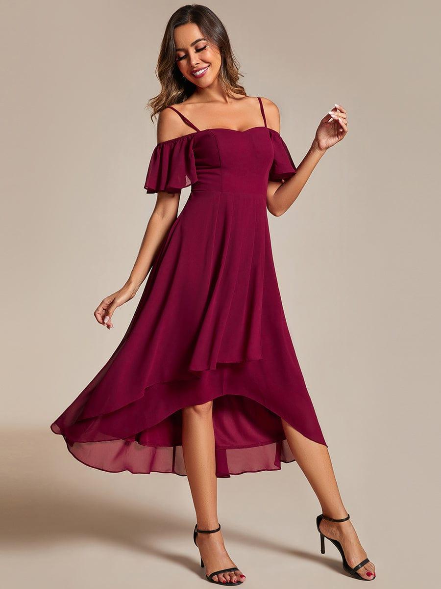 ever JORDANE|Spaghetti Strap Cold Shoulder Chiffon A-Line Midi Bridesmaid Dress