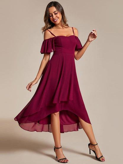 ever JORDANE|Spaghetti Strap Cold Shoulder Chiffon A-Line Midi Bridesmaid Dress