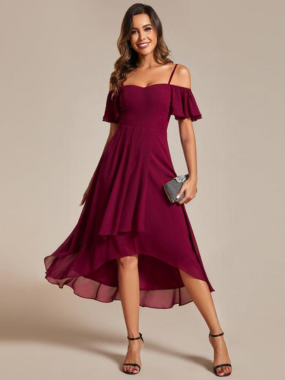 ever JORDANE|Spaghetti Strap Cold Shoulder Chiffon A-Line Midi Bridesmaid Dress