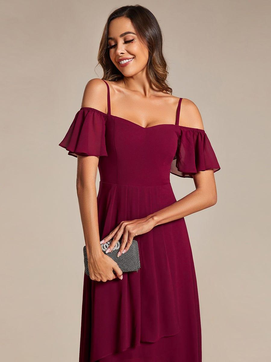 ever JORDANE|Spaghetti Strap Cold Shoulder Chiffon A-Line Midi Bridesmaid Dress