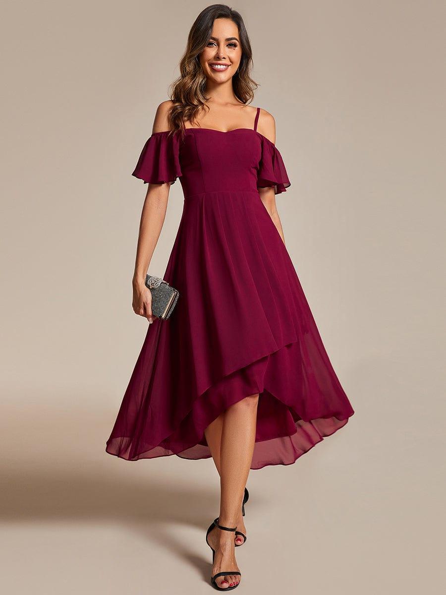 ever JORDANE|Spaghetti Strap Cold Shoulder Chiffon A-Line Midi Bridesmaid Dress