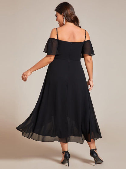 ever JORDANE|Spaghetti Strap Cold Shoulder Chiffon A-Line Midi Bridesmaid Dress