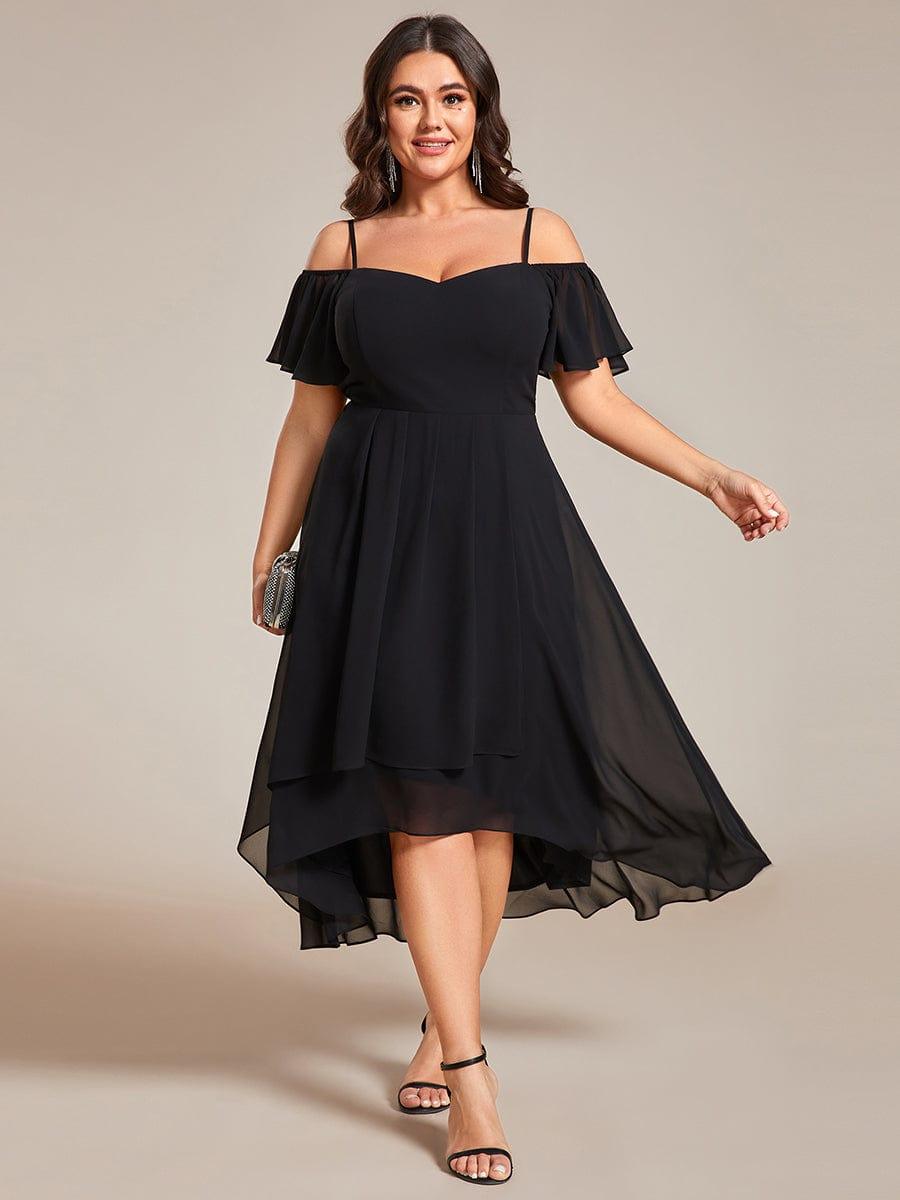 ever JORDANE|Spaghetti Strap Cold Shoulder Chiffon A-Line Midi Bridesmaid Dress