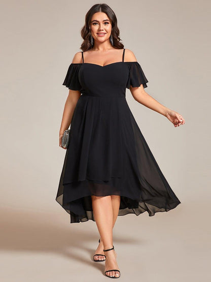 ever JORDANE|Spaghetti Strap Cold Shoulder Chiffon A-Line Midi Bridesmaid Dress