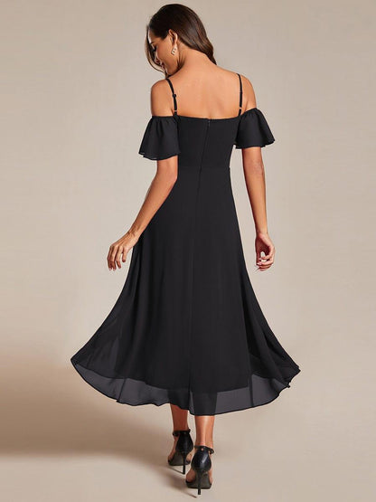ever JORDANE|Spaghetti Strap Cold Shoulder Chiffon A-Line Midi Bridesmaid Dress