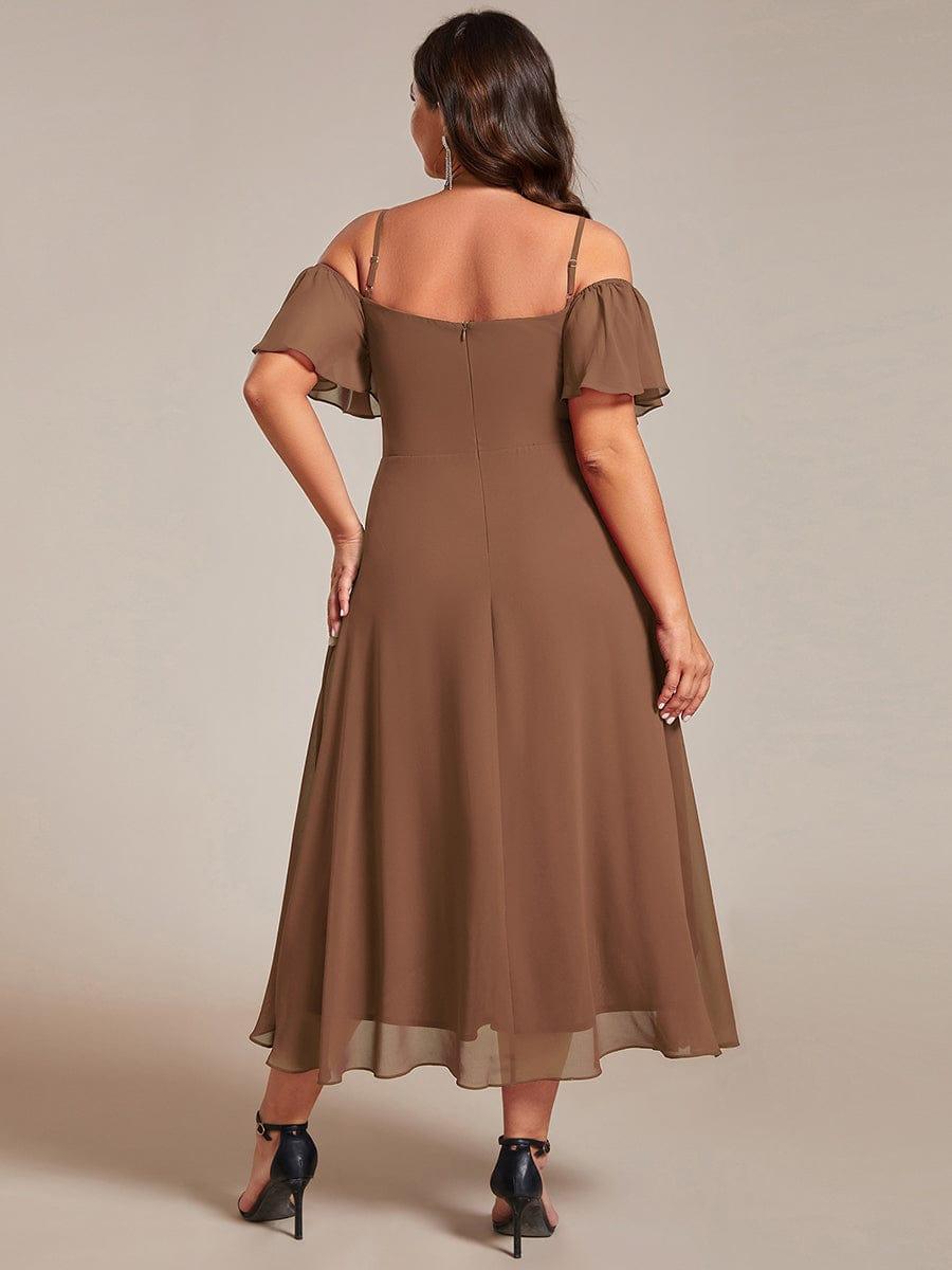 ever JORDANE|Spaghetti Strap Cold Shoulder Chiffon A-Line Midi Bridesmaid Dress