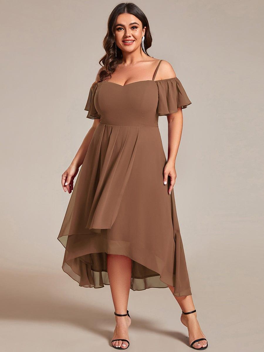 ever JORDANE|Spaghetti Strap Cold Shoulder Chiffon A-Line Midi Bridesmaid Dress