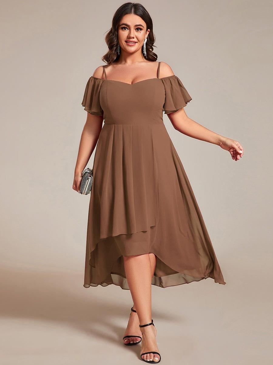 ever JORDANE|Spaghetti Strap Cold Shoulder Chiffon A-Line Midi Bridesmaid Dress