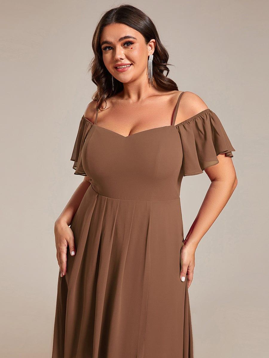 ever JORDANE|Spaghetti Strap Cold Shoulder Chiffon A-Line Midi Bridesmaid Dress