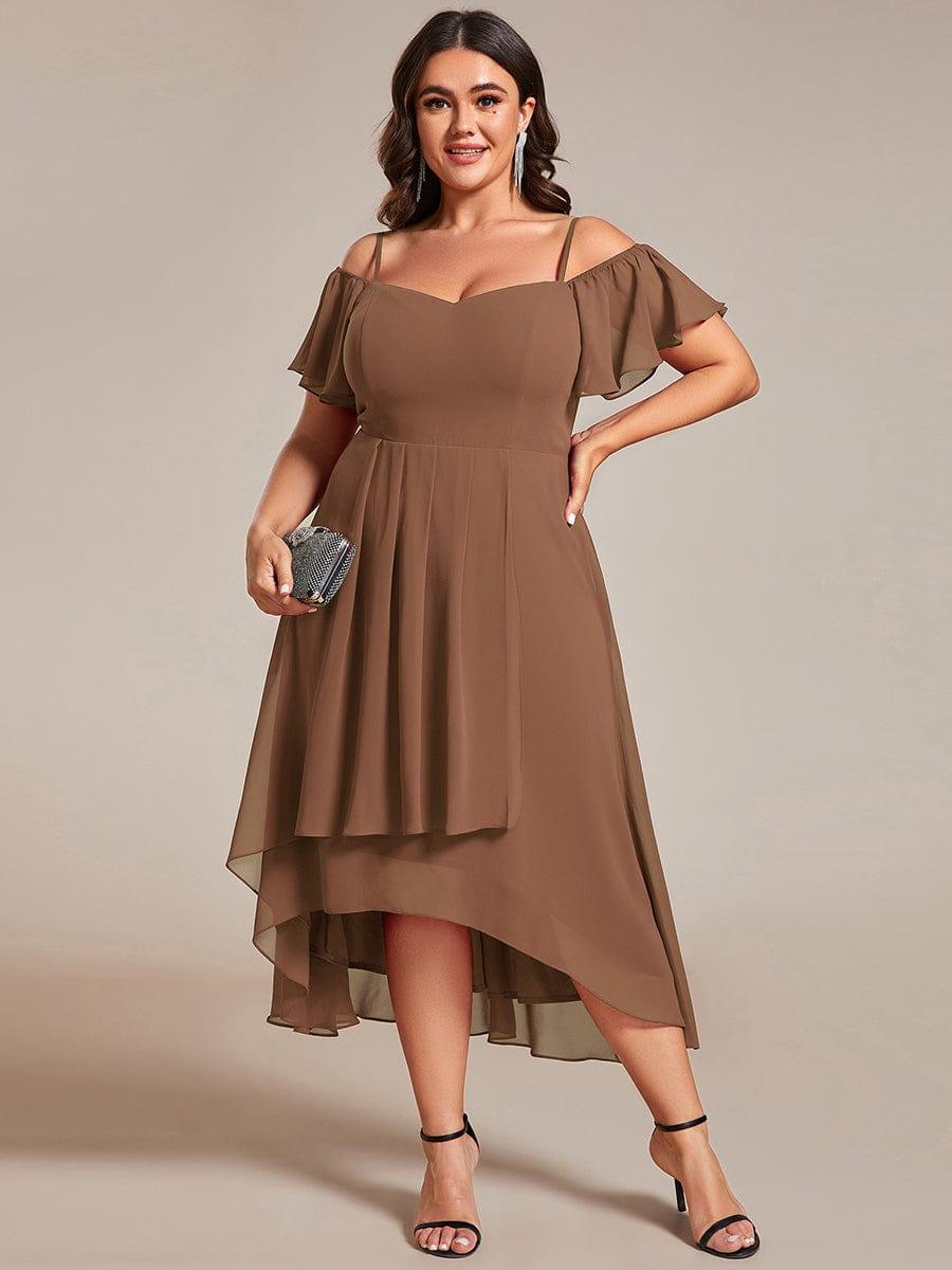 ever JORDANE|Spaghetti Strap Cold Shoulder Chiffon A-Line Midi Bridesmaid Dress